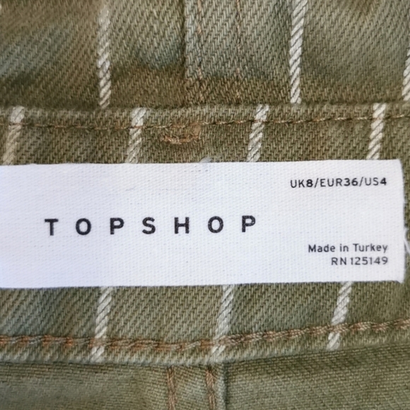 Topshop Paperbag Waist Striped Green Shorts 4 - Picture 5 of 5